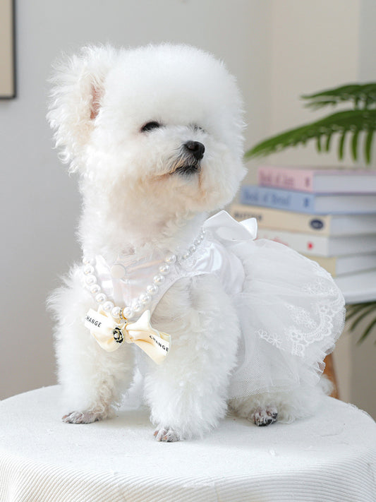 Pearl Bowknot Pet Necklace