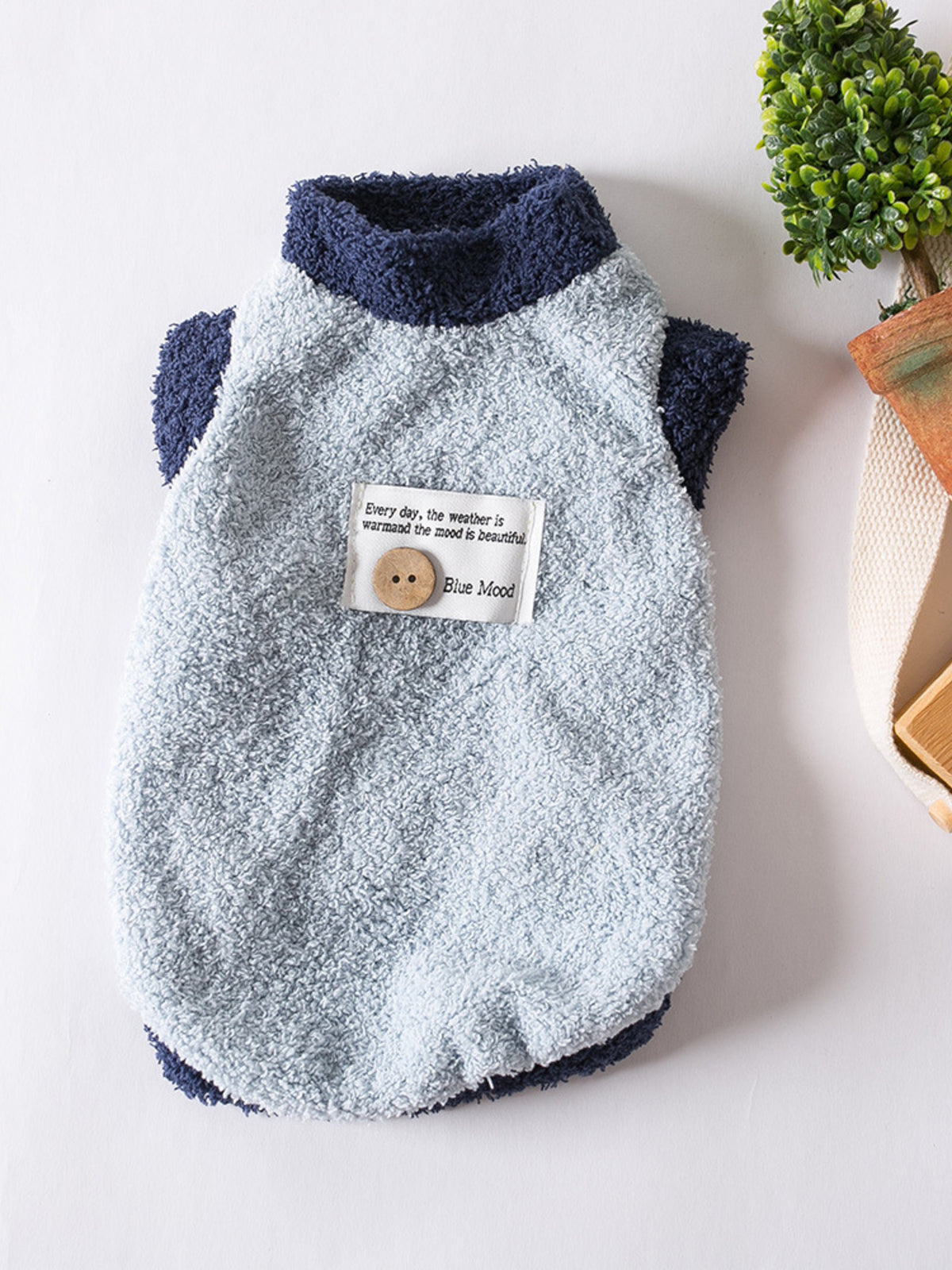 Fleece Pet Sweater with Button Decor