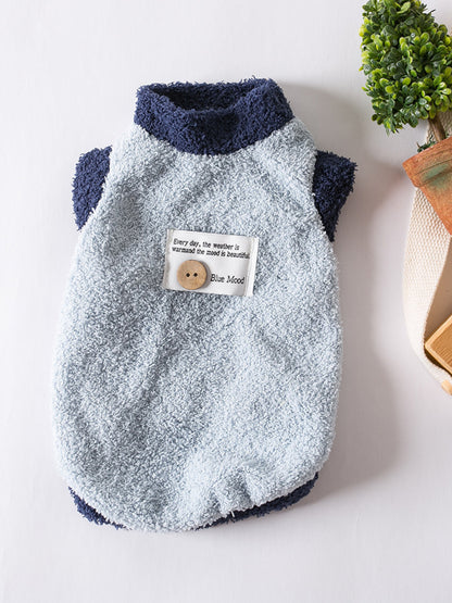 Fleece Pet Sweater with Button Decor