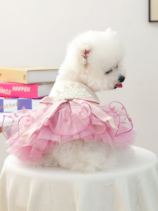Pearl-Embellished Pet Dress