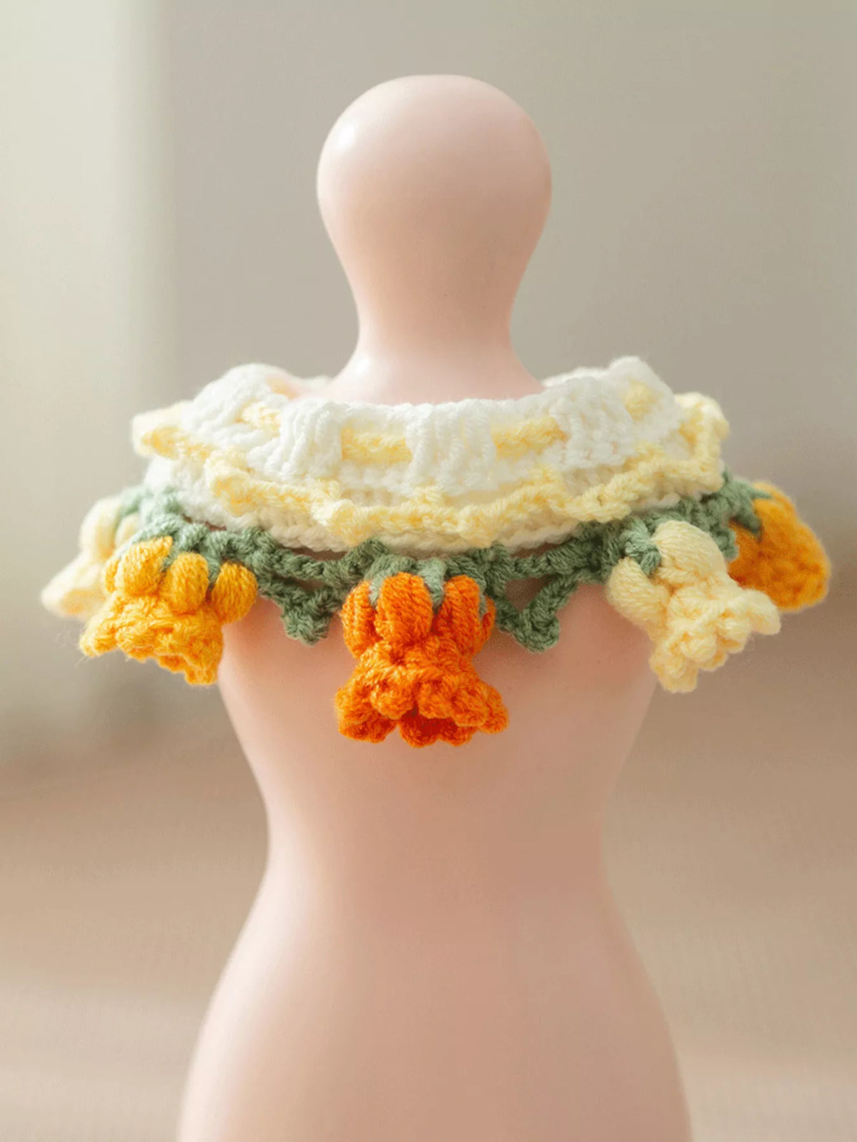 Knitted Floral Pet Collar
