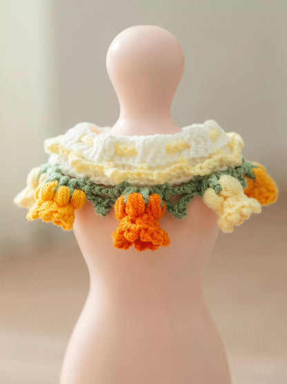 Knitted Floral Pet Collar