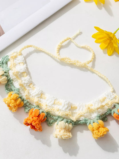 Knitted Floral Pet Collar