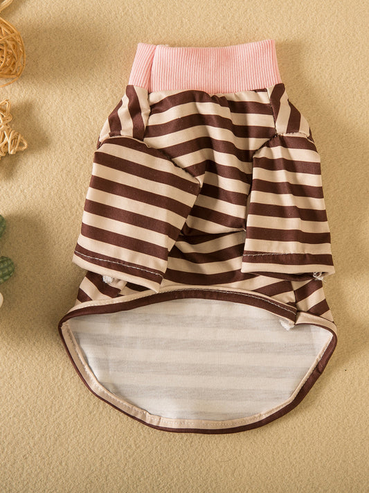 Striped Heart Patch Pet Top